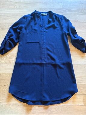 Lush Navy Blue V-Neck Tunic Dress